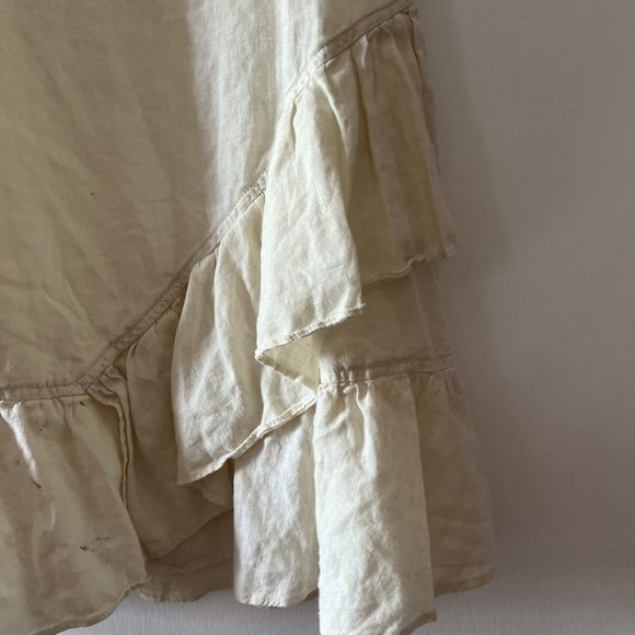 Claudio Milano Women's Linen Boho Dress Natural Medium Zipper - Picture 5 of 9